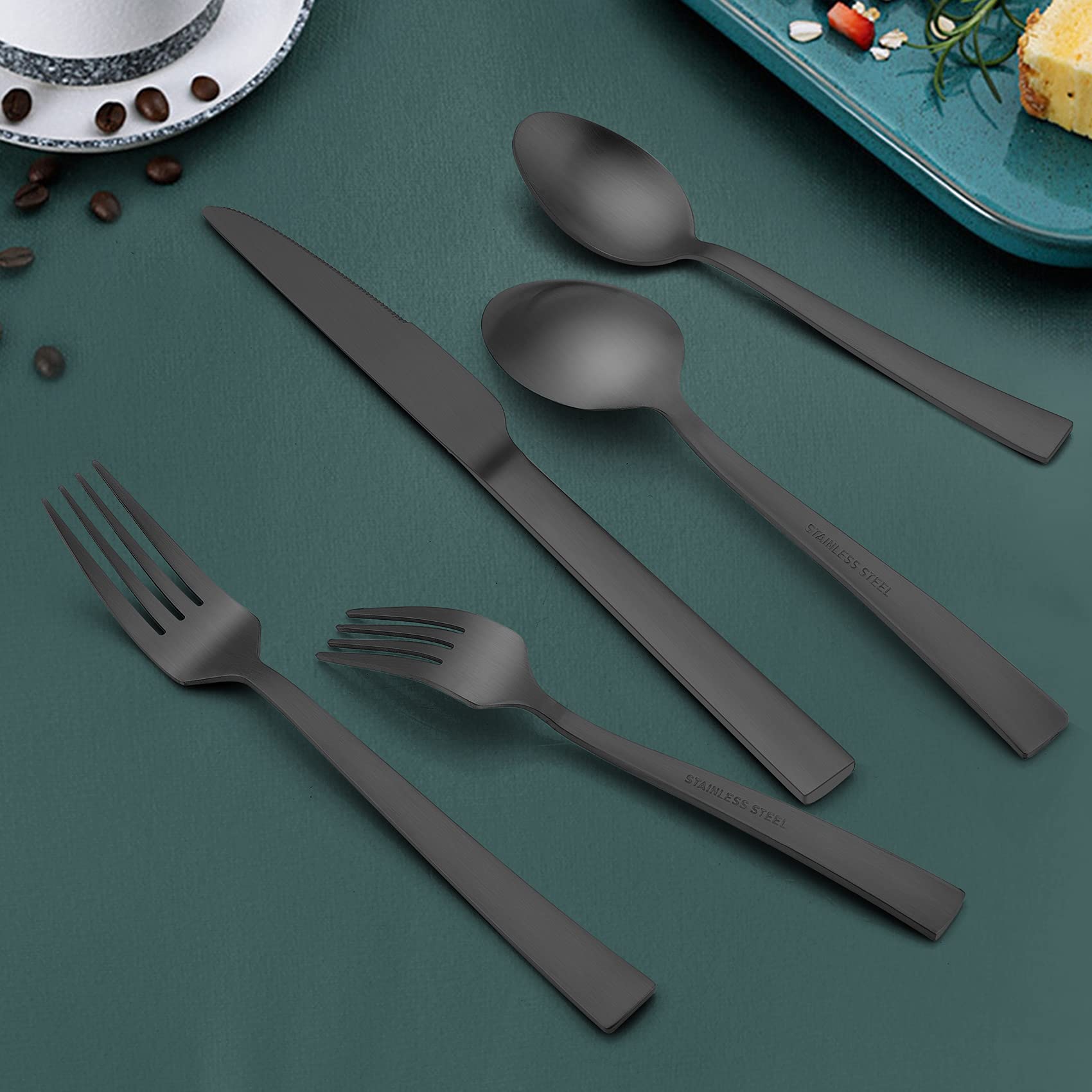 Amazon.com | HaWare Black Silverware Set, 20 Pieces Stainless
